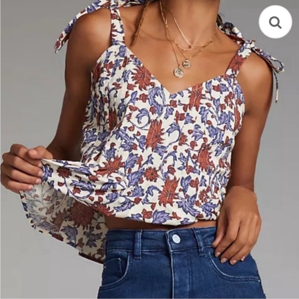 Anthropologie Let Me Be Floral Tie strap Tank